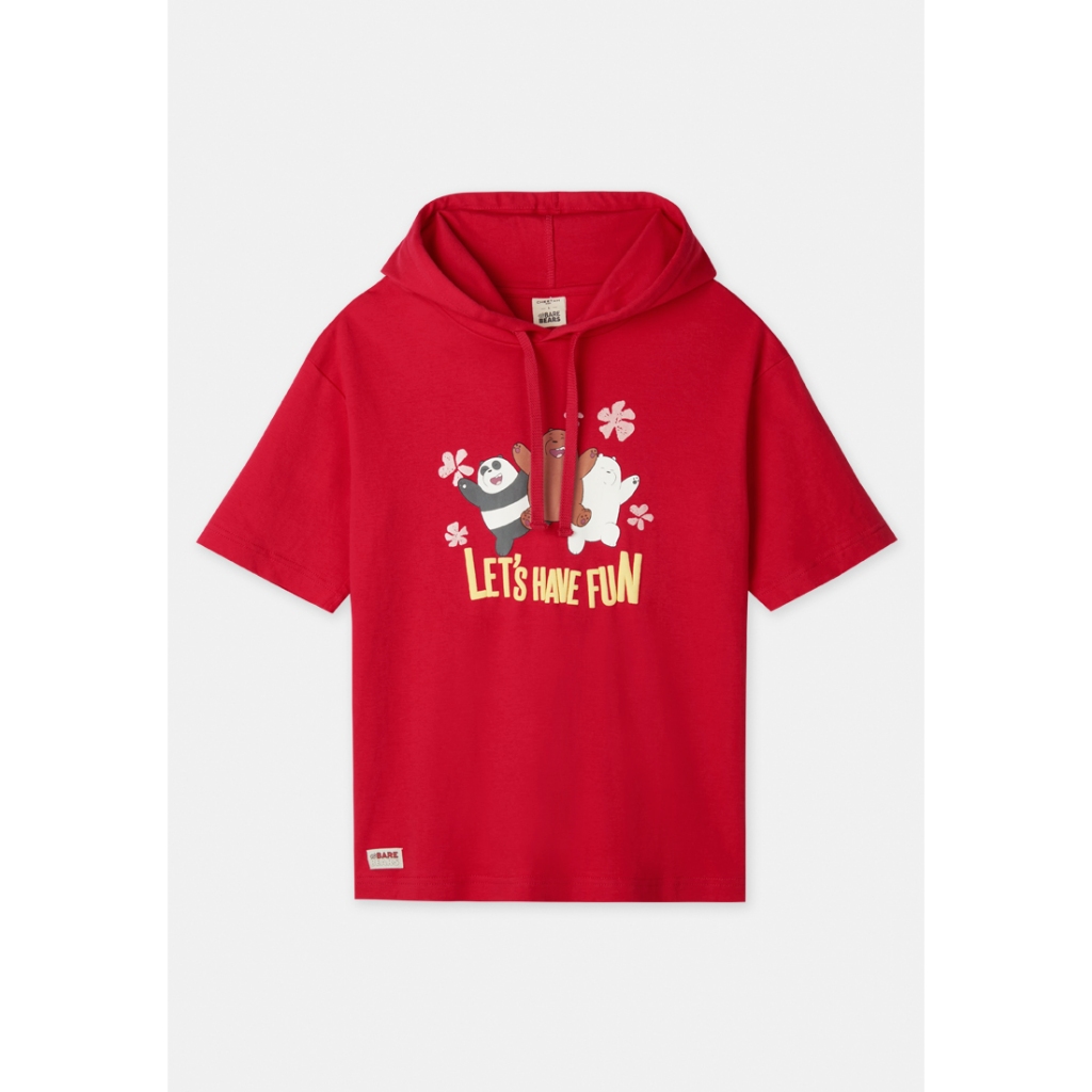 Cheetah Kids We Bare Bears Boy Oversized Fit Short Sleeve Hoodie T