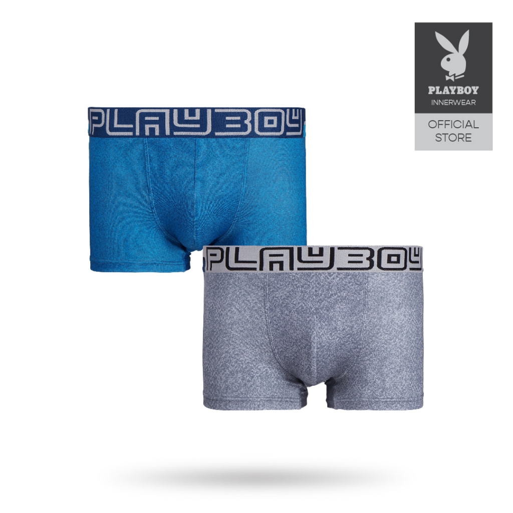 S-2XL) Playboy Men's Underwear Microfiber Spandex Trunk - Assorted Colour  (2 Pieces) B122552-2S