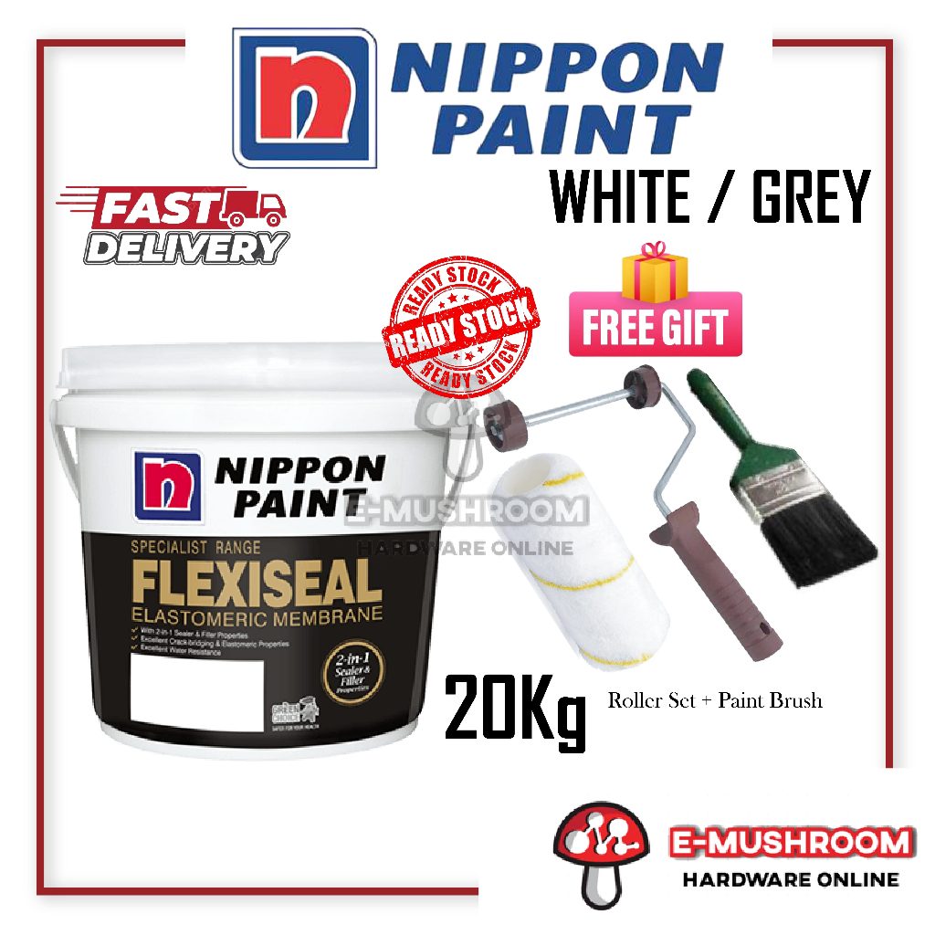 20kg Nippon Paint Flexiseal Elastomeric Membrane Wall Sealer White or ...