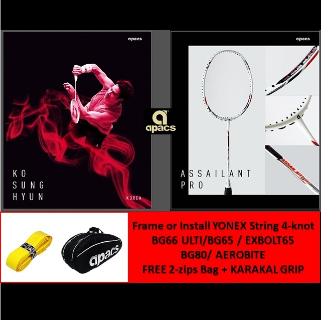 Apacs Assailant Pro【Frame or Install Yonex String 4-knot+Foc 2-zips Bag ...