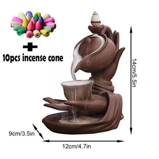 Lotus Bergamot Backflow Incense Holder, Home Incense Burner With 10pcs  Backflow Incense Cones, Ceramic Incense Holder Incense Burner