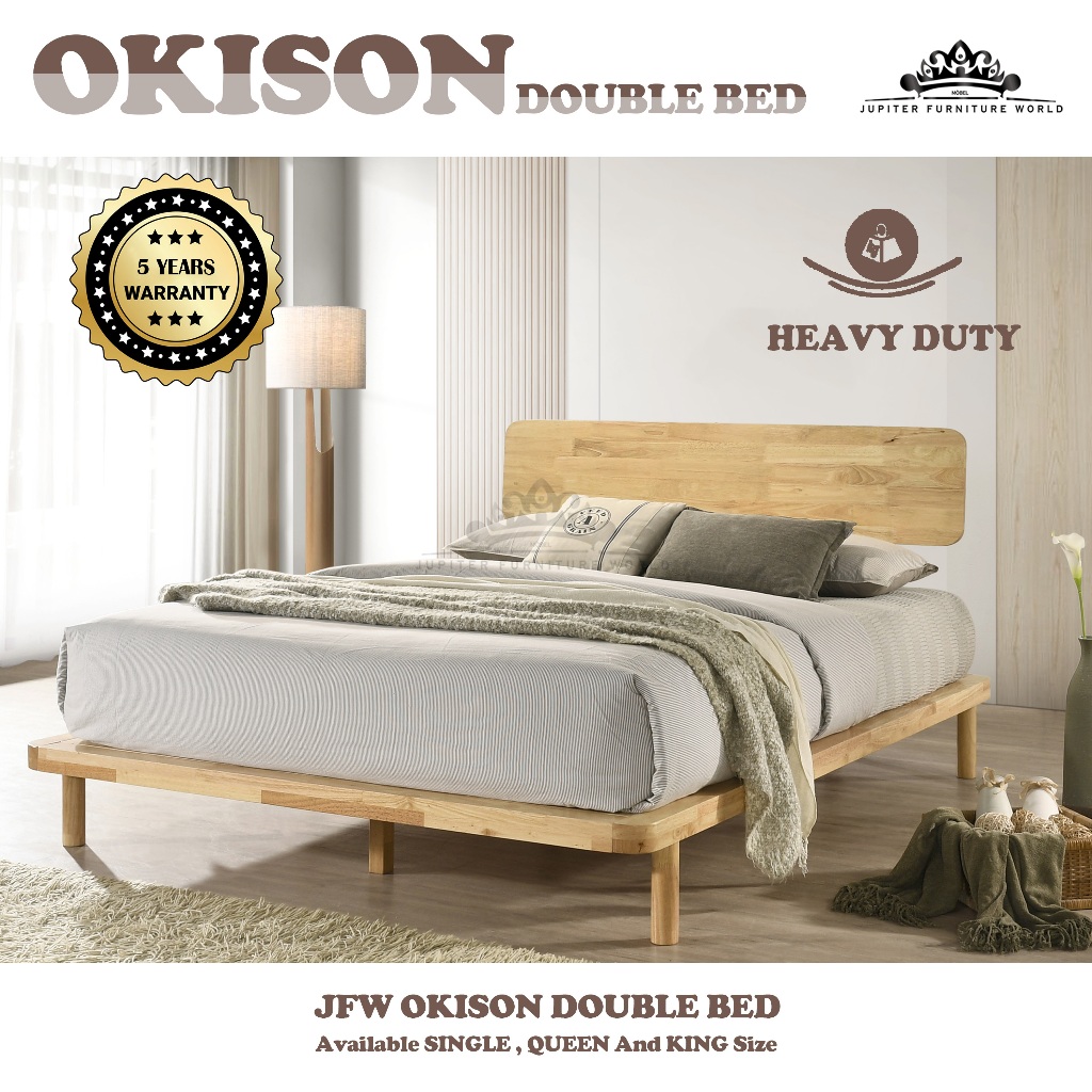 100% SOLID WOOD[JFW- OKISON SOLID WOOD BED] 5 YEARS WARRANTY /HEAVY ...