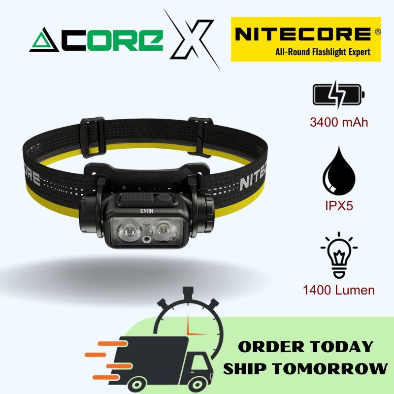 NITECORE NU43 1400Lumens Rechargeable Headlamp Battery Built-in 3
