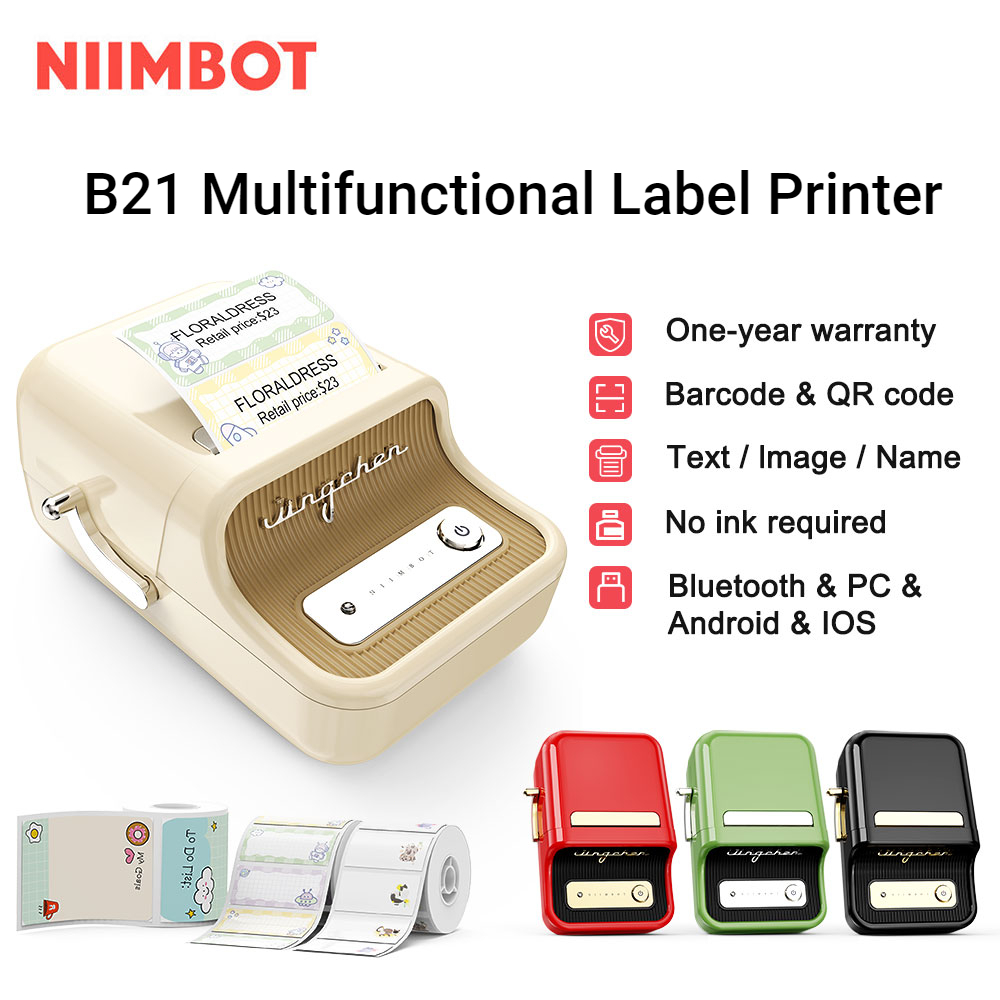 Free Labels Niimbot B21b1 Label Printer Wireless Bluetooth Thermal Label Tape Roll Label 8339