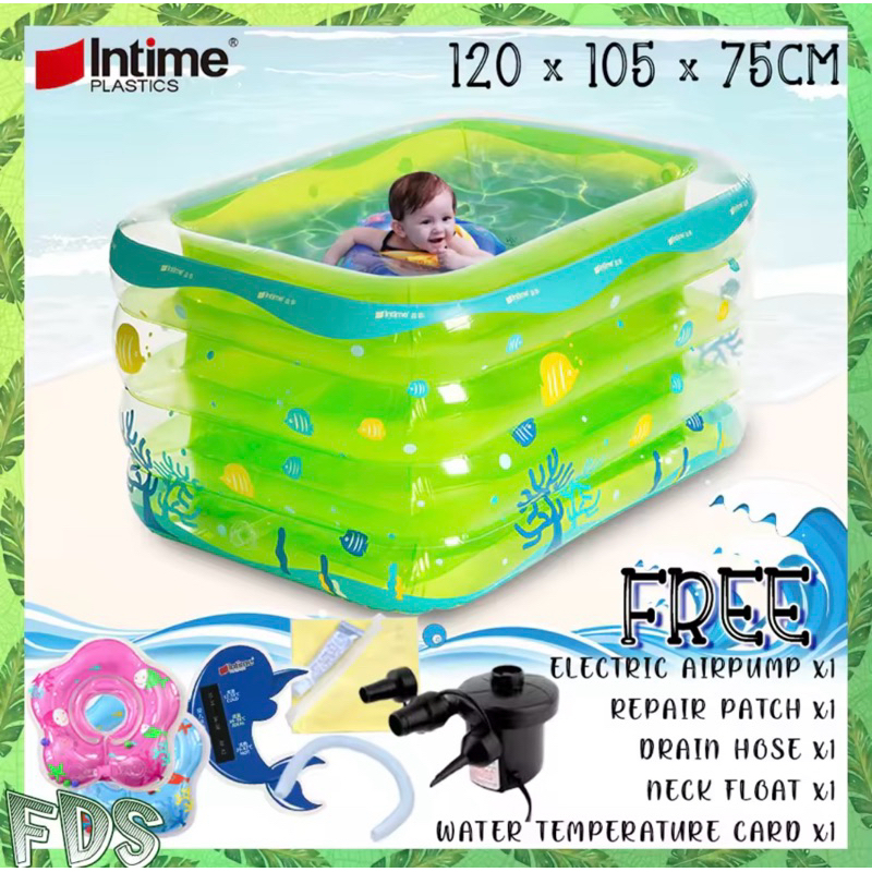 (Used) INTIME 1.2M Inflatable Family Swimming Pool 4 Layer Extra Large ...