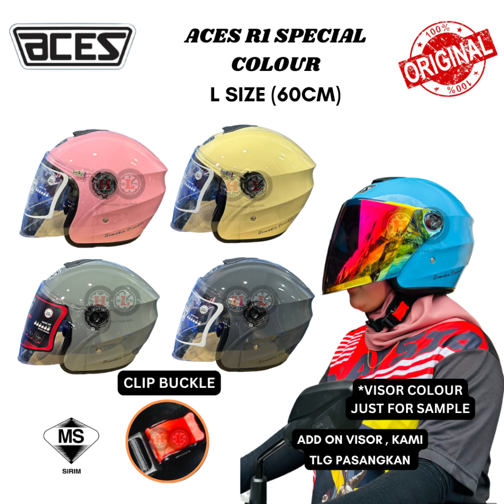 ACES R1 HELMET SPECIAL COLOR (Helmet Open Face Aces R1 Siap Visor Clear ...