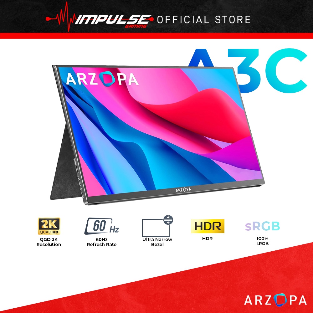 ARZOPA Portable Monitor 15.6 Inch 1920×1080 FHD,100% SRGB IPS gaming screen