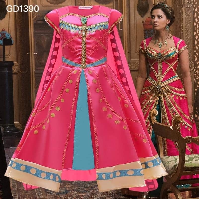 Halloween Aladdin Princess Jasmine Dress Cosplay Costume With Cloak