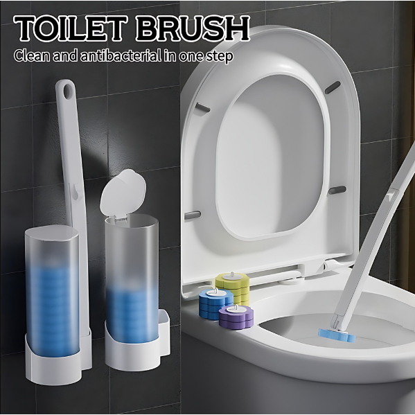 Disposable Toilet Brush With Refill Heads - Wall Mounted Cleaning System Includes Storage Caddy & Toilet Wand, 24 Scrubbing Pads - View #7