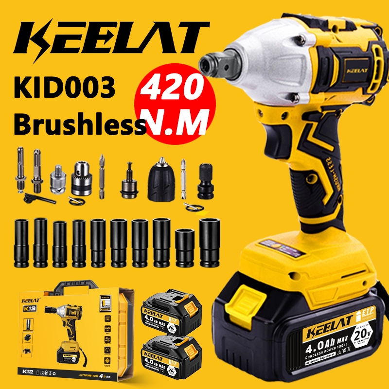 KEELAT KID003 420N.M Brushless Impact Wrench Drill Heavy Duty Cordless
