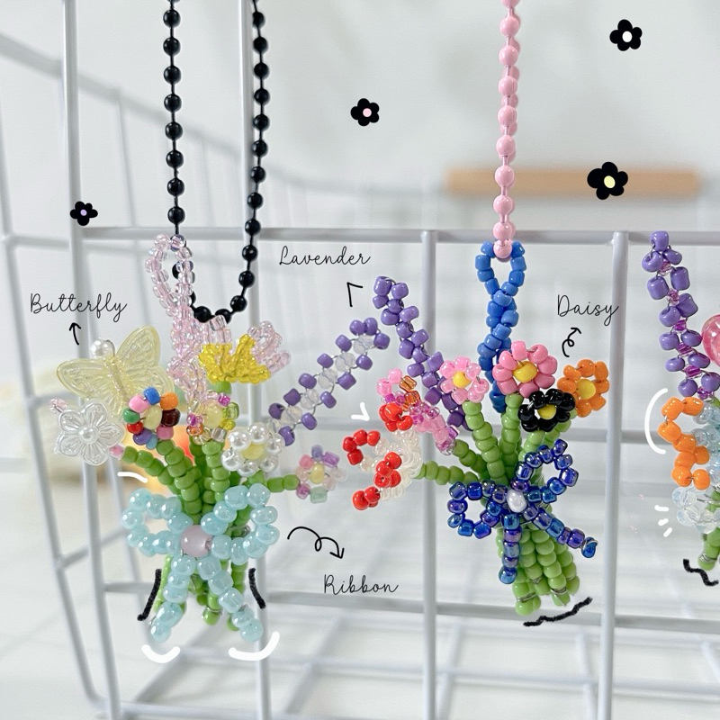 💐Bead bouquet keychain charm | Shopee Malaysia