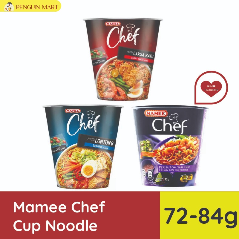 Mamee Chef Cup Noodles Laksa Kari Tom Yum Lontong 72 84g HALAL