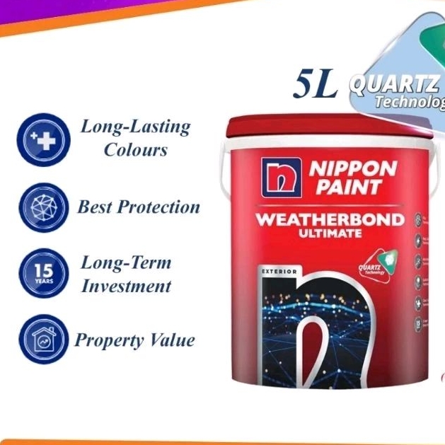 5L Nippon Paint Weatherbond Ultimate 1001 Brilliant White With Quartz
