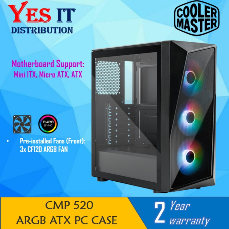 Cooler Master MasterBox TD500 MESH V2 ARGB / CMP 520 ARGB Chassis Black ...