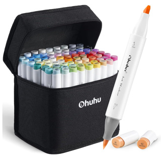Ohuhu 48 Mid-tone Colors Dual Tips Alcohol Art Markers, Brush & Chisel