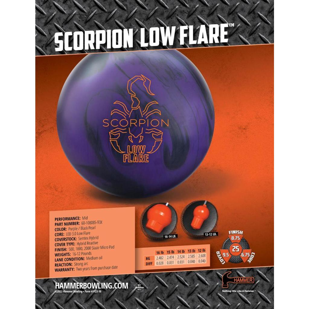 Bowling Ball HAMMER SCORPION LOW FLARE PURPLE/BLACK PEARL X