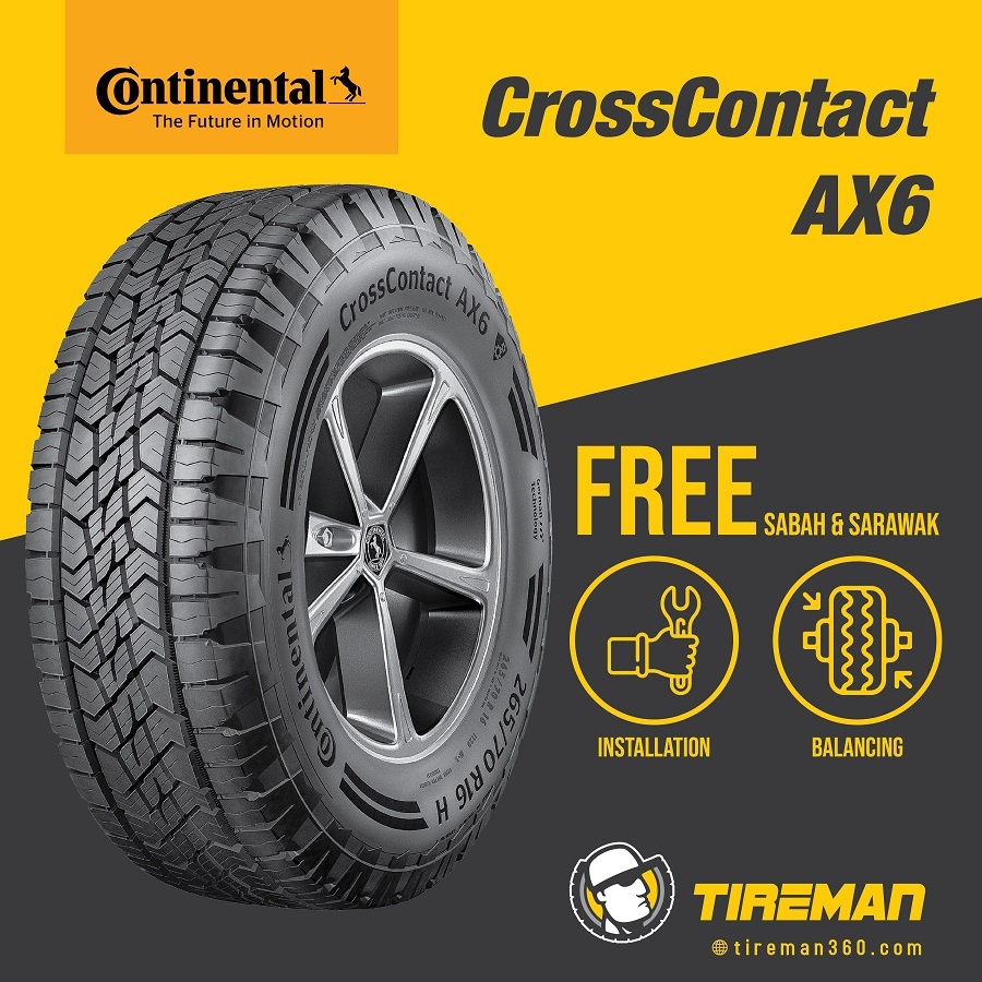 Continental Cross Contact AX6 Tyre 15 16 17 18 20 Inch Tayar Tire (FREE  INSTALLATION/Delivery) SABAH SARAWAK Hilux