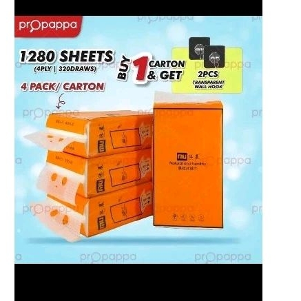 tisu viral (1280 sheets/4 packs) deluxe soft facial tissue wall hanging ...