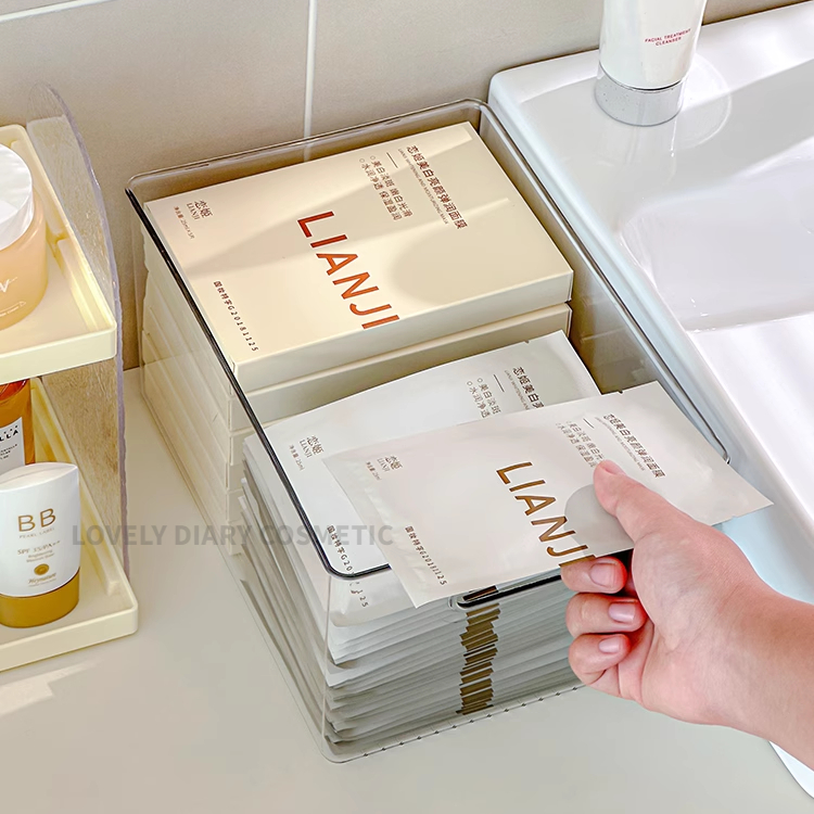 Mask Facial Storage Box Organizer Transparent Large Capacity Stackable ...