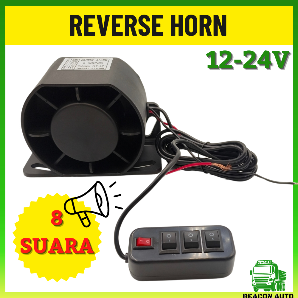BEACON Reverse Horn 12-24V Siren Warning Alarm 8 Sound Safety Backup ...