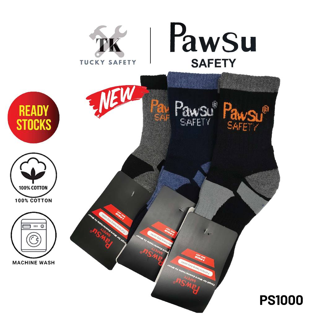 PS1000 [ PAWSU ] 1 PAIR HEAVY DUTY SAFETY MEN SOCK MID CUT STRETCHABLE ...