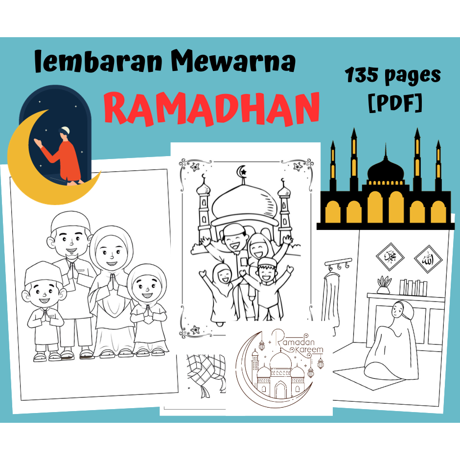 A524 – [pdf] Lembaran Mewarna Ramadhan 135 Pages   Ramadan Colouring 