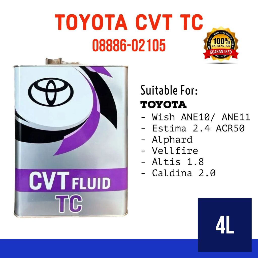 【100% ORIGINAL】TOYOTA CVT TC TRANSMISSION FLUID GEAR OIL (4L) (08886 ...