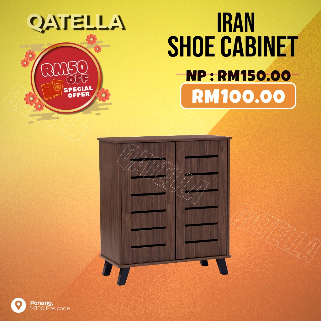 Qatella IRAN 2 and 3 Door Shoe rak kasut kasut