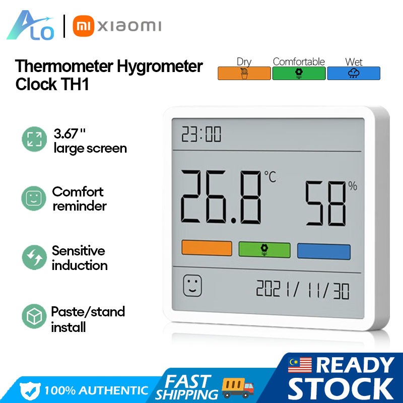 Atuman Duka Mute Temperature Humidity Clock TH1 LCD Display Home Indoor ...