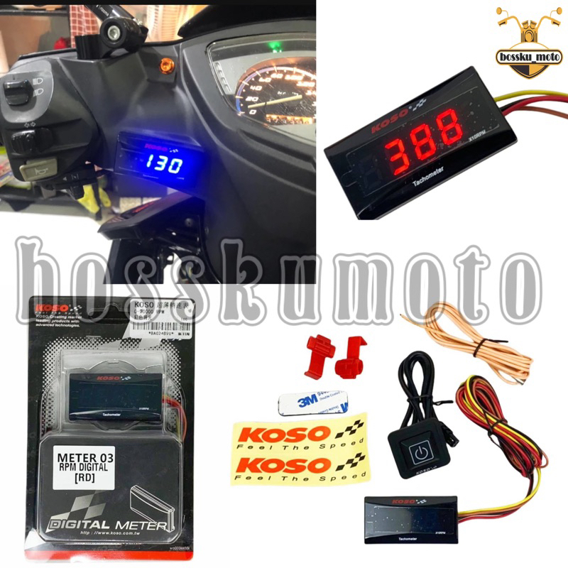 KOSO MINI RPM METER DIGITAL SQUARE LCD DISPLAY METER TACHOMETER GAUGE ...