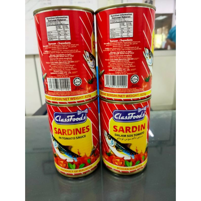 ClassFoods HALAL JAKIM 24 x 425g Sardine in Tomato Sauce Buatan