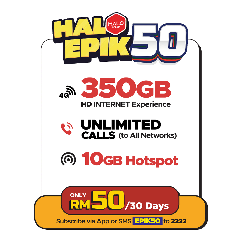 🔥[𝗘𝗣𝗜𝗞 𝟱𝟬] 350GB Data + Unlimited Calls All Network @ RM50/Month -【SIM ...