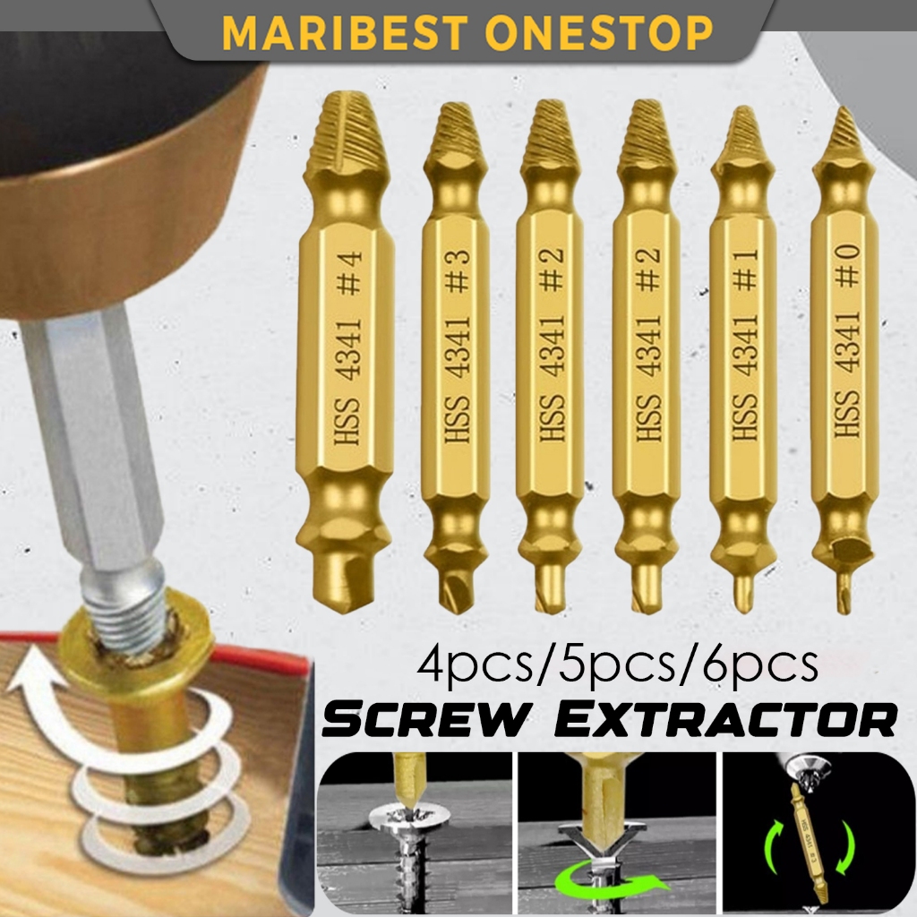 4 / 5 / 6pcs Broken Bolt Damaged Screw Extractor Drill Bits Set Broken ...