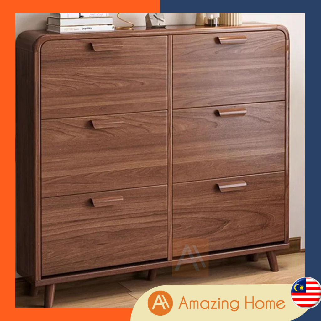 💚READY STOCK💚 AmazingHome Flip Drawer Wood Shoe Cabinet Multi Layer ...