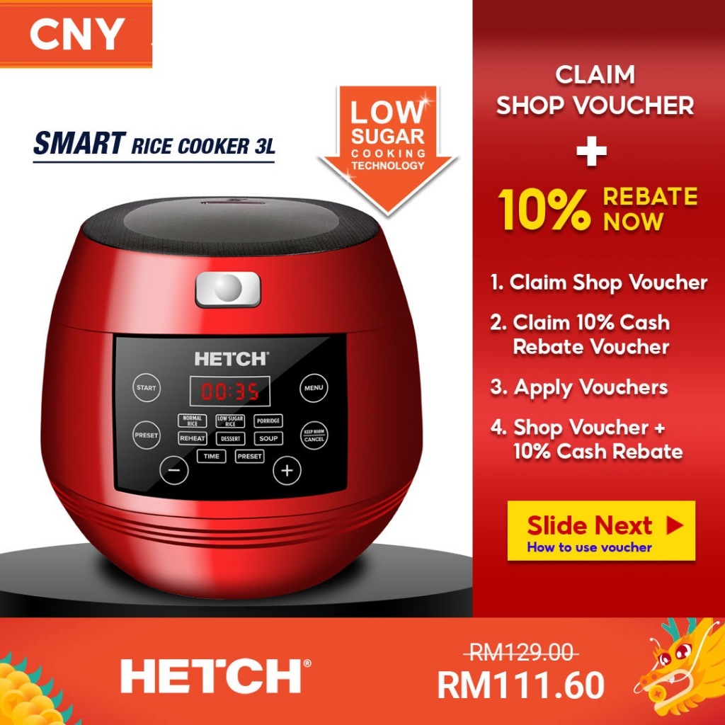 HETCH Low Sugar Smart Rice Cooker (3L) MTC1727HC Shopee Malaysia