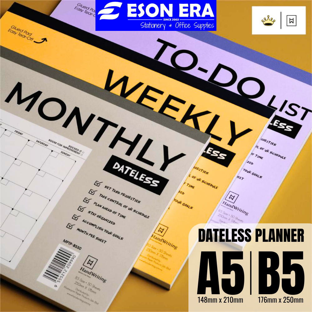 Handwriting A5 / B5 DIY Dateless Monthly Weekly Daily Planner Pad Diary ...
