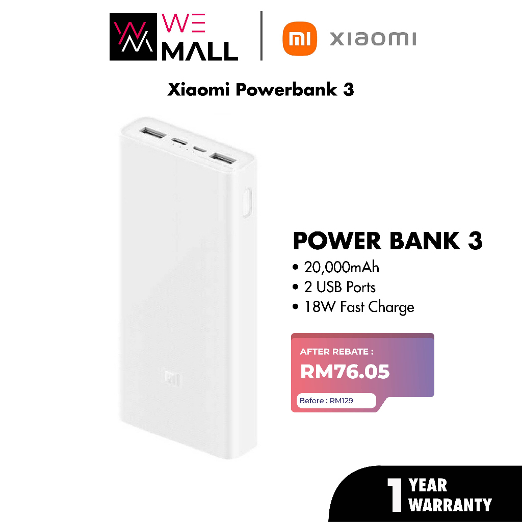 Xiaomi Powerbank 3 20000mAh 18W Fast Charge With New Dual USB Input ...