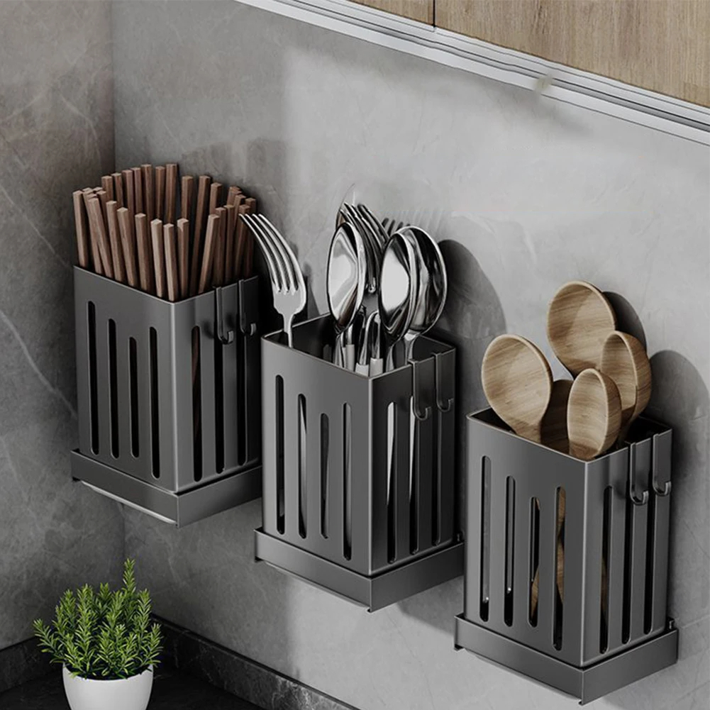 Kitchen Utensil Rack Multifunctional Draining Chopstick Holder Wall ...