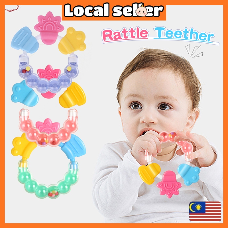Aikoky Baby Rattles Teether Toy Silicone Teeth Biting BPA Free | Shopee ...