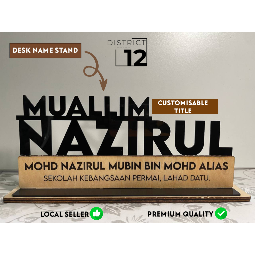 Customisable Table Stand Signage Tanda Nama Meja Guru Papan Tanda