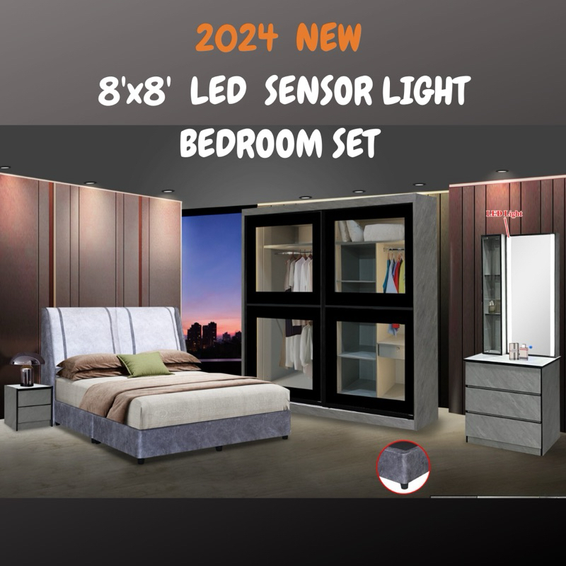 2024 Latest Sensor Led Light Bedroom set no include Mattress/ 2024