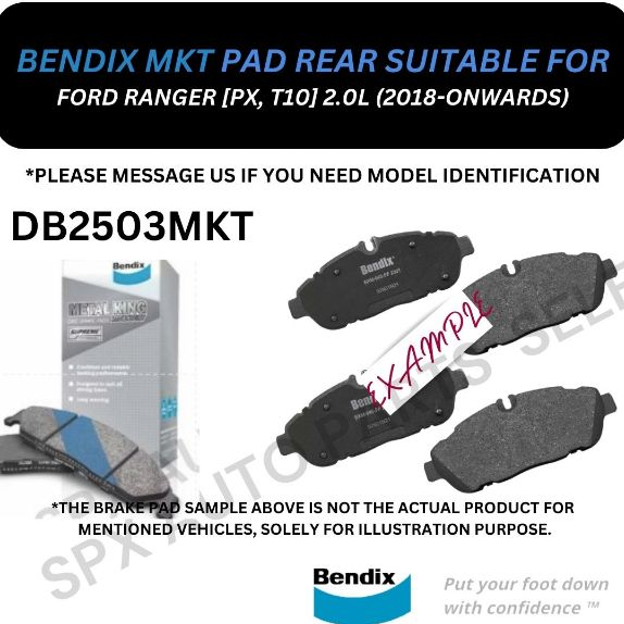 BENDIX GENUINE (MKT) DISC BRAKE PAD (REAR) FOR FORD RANGER [PX, T10] 2 ...