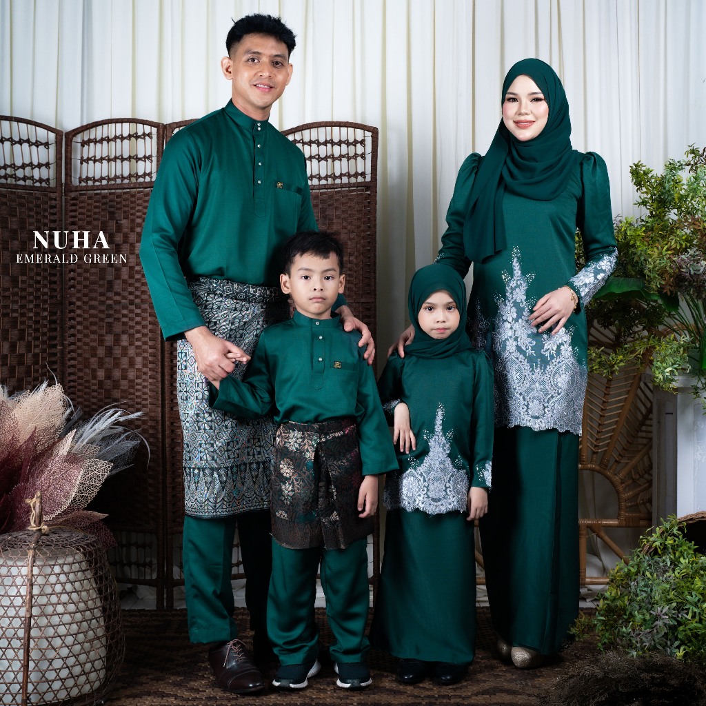 KURUNG NUHA WARNA EMERALD GREEN - SEDONDON RAYA/SET FAMILY/BAJU RAYA ...