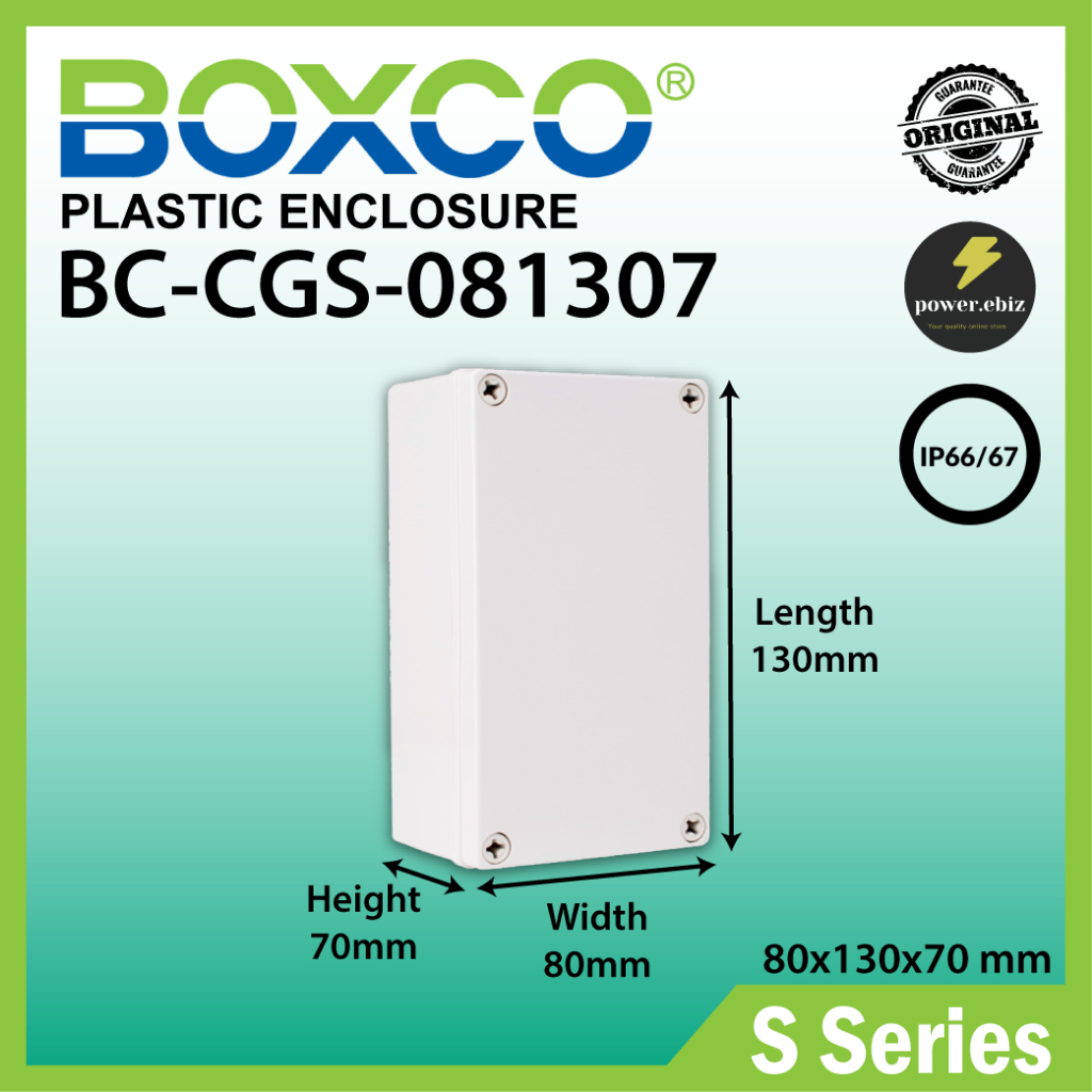 BOXCO BC-CGS-081307 (80x130x70 mm) IP67 Waterproof PC Plastic Junction ...