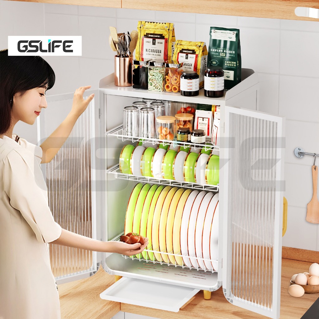 GSlife🔥Extra Large Dish Rack With Cover🔥2/3 Tier Dish Drying Rack  KitchenCabinet Rak Pinggan Mangkuk
