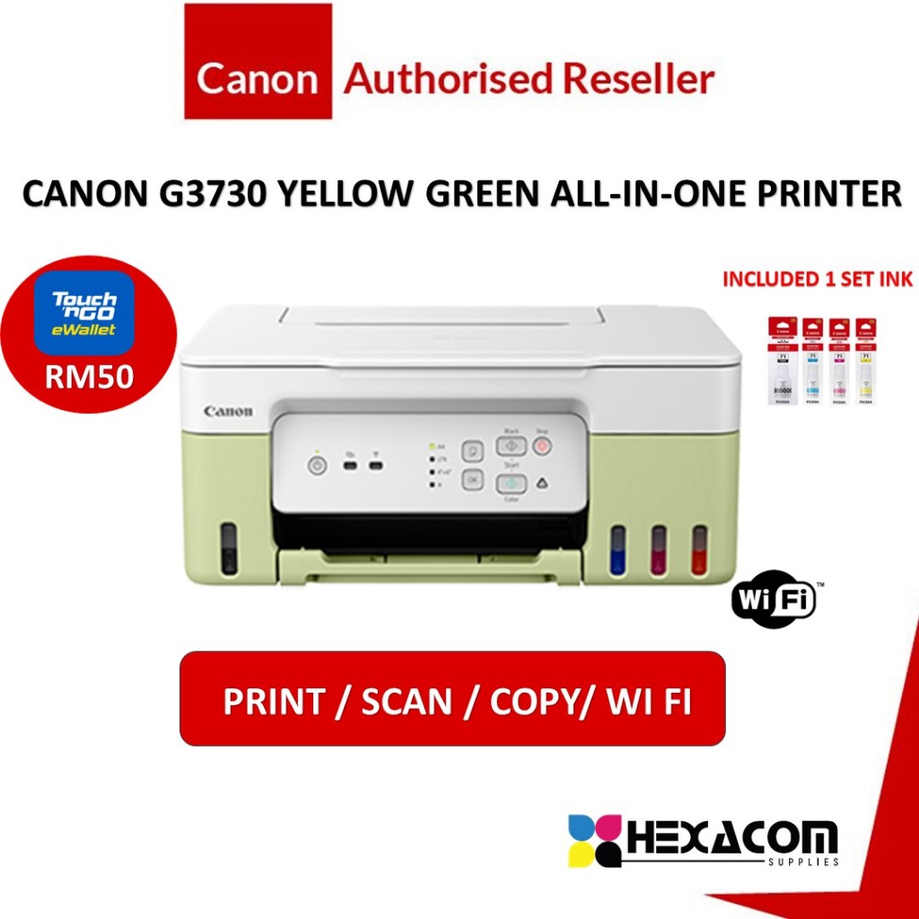 Canon Pixma G3730 Yellow Green Color All In One Printer Shopee Malaysia 1669