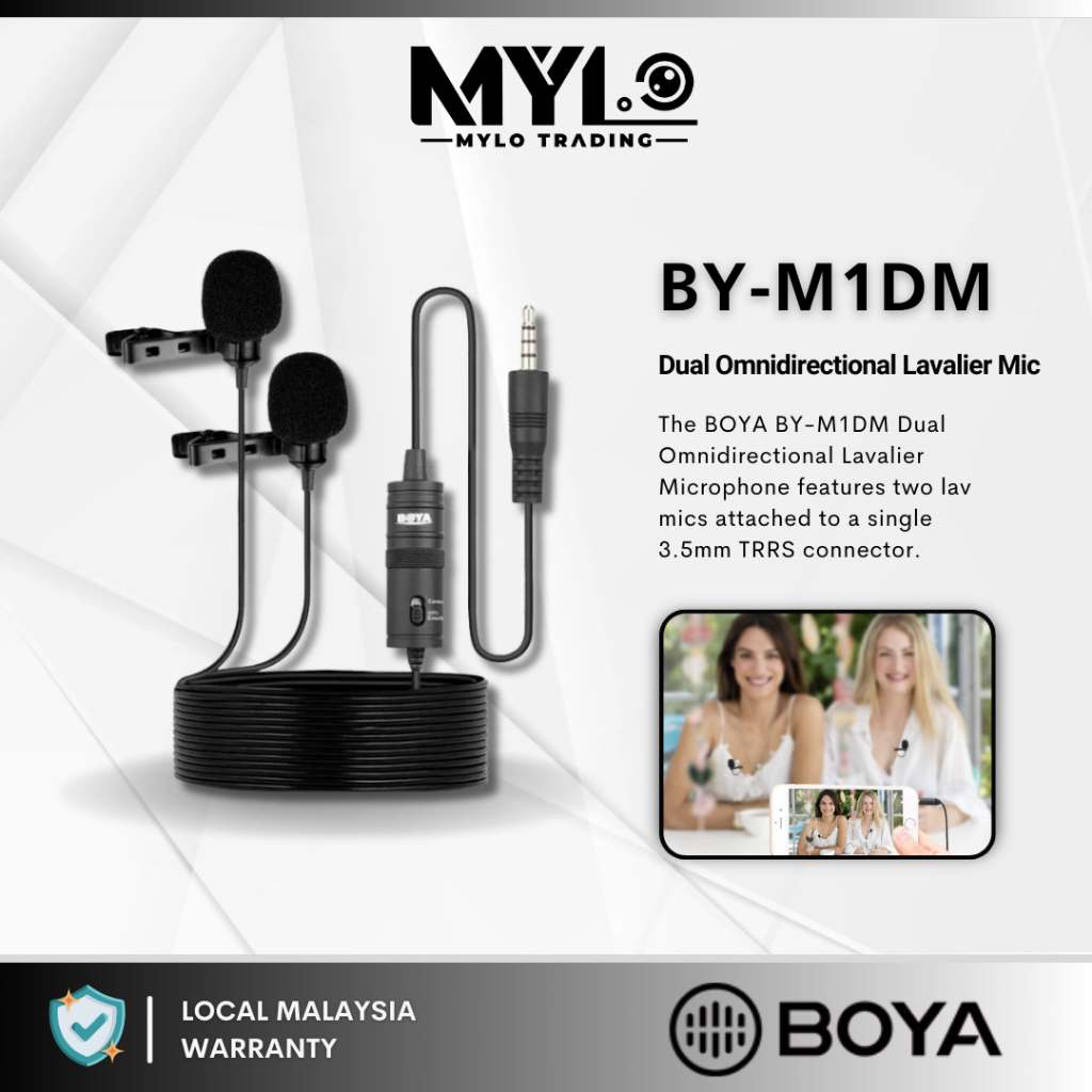 Boya BY-M1DM / M1DM / Dual Lavalier Universal Microphone ( CLEARANCE ...