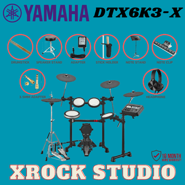 Yamaha DTX6K3-X 5-Piece Electronic Drum Set with NUX PA-50 Amplifier ...