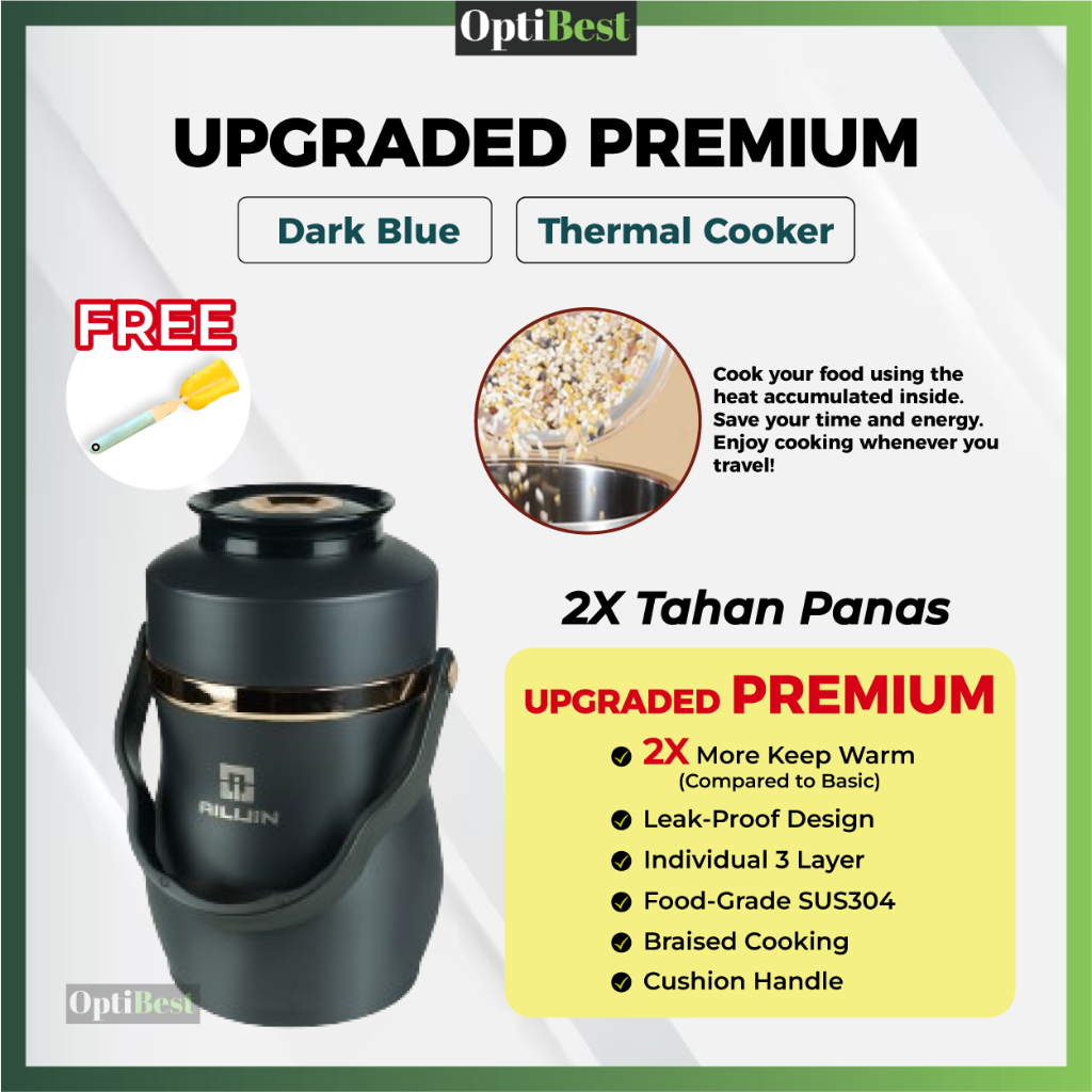 OPTIBEST Thermos Lunch Box 304 Stainless Steel Lunch Box Bekas Makanan