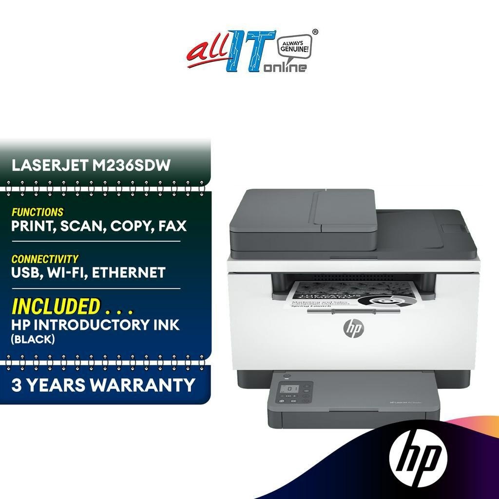 Hp Laserjet Mfp M236sdw Printer 9yg09a Usb Wi Fi Ethernet Auto Double Sided Print Adf 1368